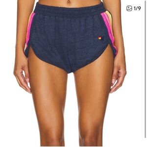 AVIATOR NATION Women's Navy Shorts with Pink and Yellow Accents